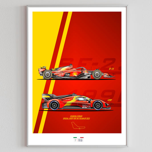 Ferrari SF-23 + 499P special Monza 2023 - Poster - A2/A3