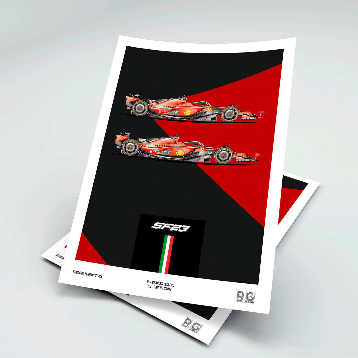 Scuderia Ferrari SF-23 Leclerc and Sainz  - Poster A2/A3