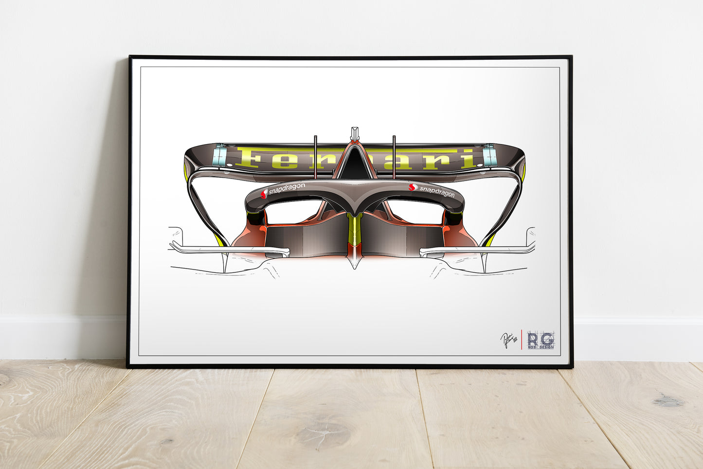 F1 Tech sketch rear wing F1-75 Monza 2022 Art Print - Poster - A2/A3