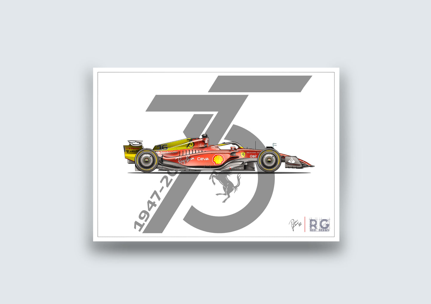Monza 2022 Special Livrery Scuderia Ferrari F1-75 Art Print - Poster - A2/A3